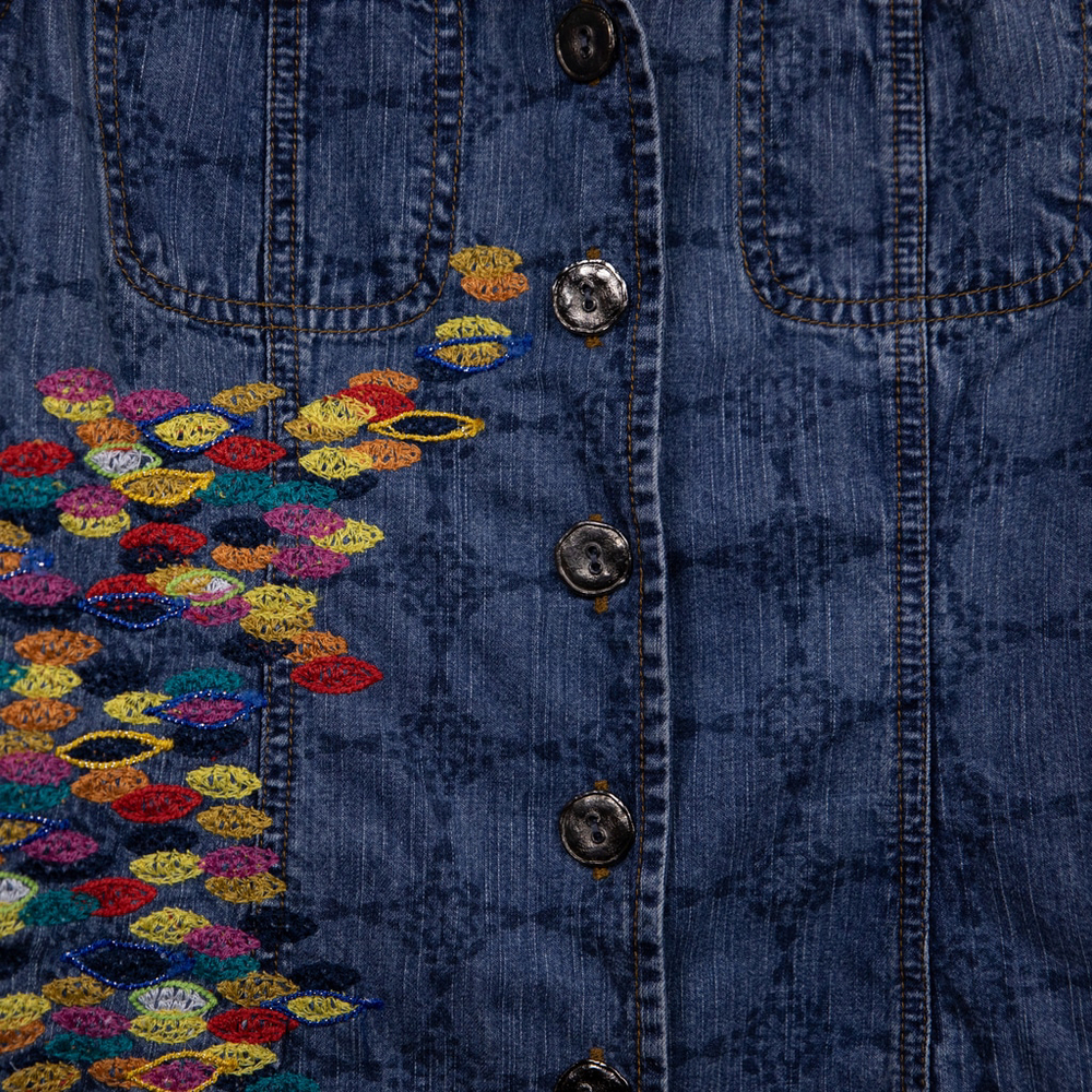 Chico's embroidered denim vest-0 - Picture 3 of 5